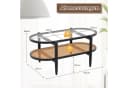 COSTWAY Couchtisch Glas Rattan Holz Braun mit Stauraum Bild 5