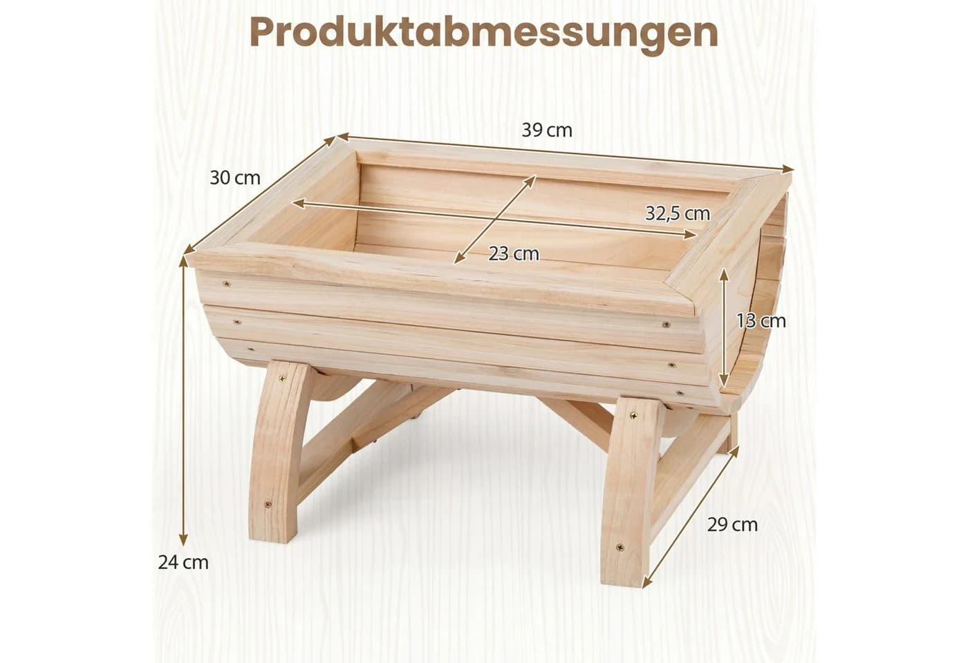 COSTWAY Blumenkasten 2er Set Hochbeet Tannenholz Natur - Bild 5