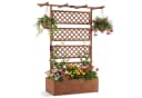 COSTWAY Blumenkasten Pflanzkübel Hochbeet mit Rankgitter & Dach Braun Bild 2
