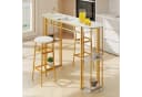 COSTWAY Bartisch 150cm mit 4 Regalen Schwarz/Gold/Weiß Bild 1