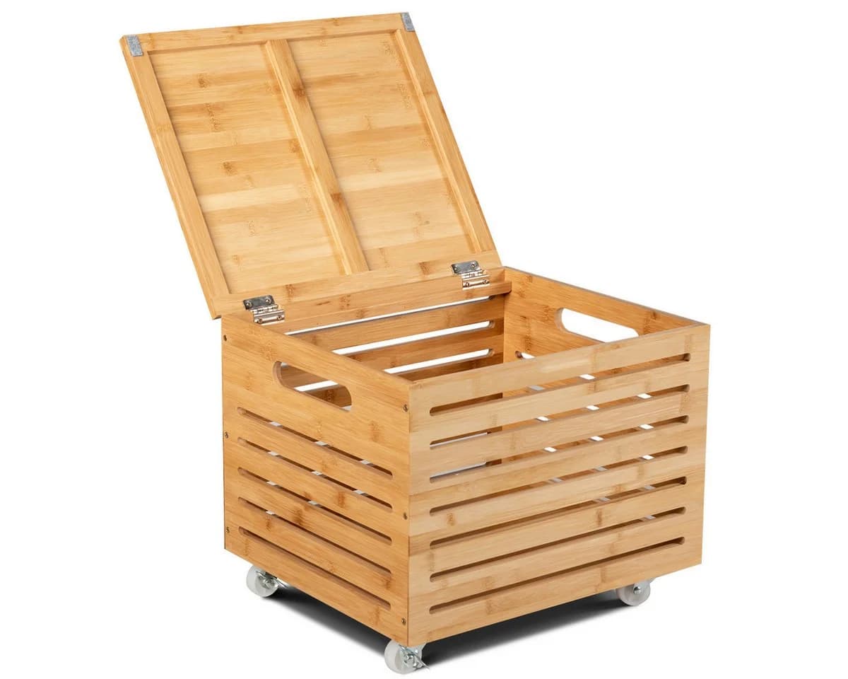 COSTWAY Spielzeugtruhe Bambus Aufbewahrungsbox mit Rollen - Bild 2