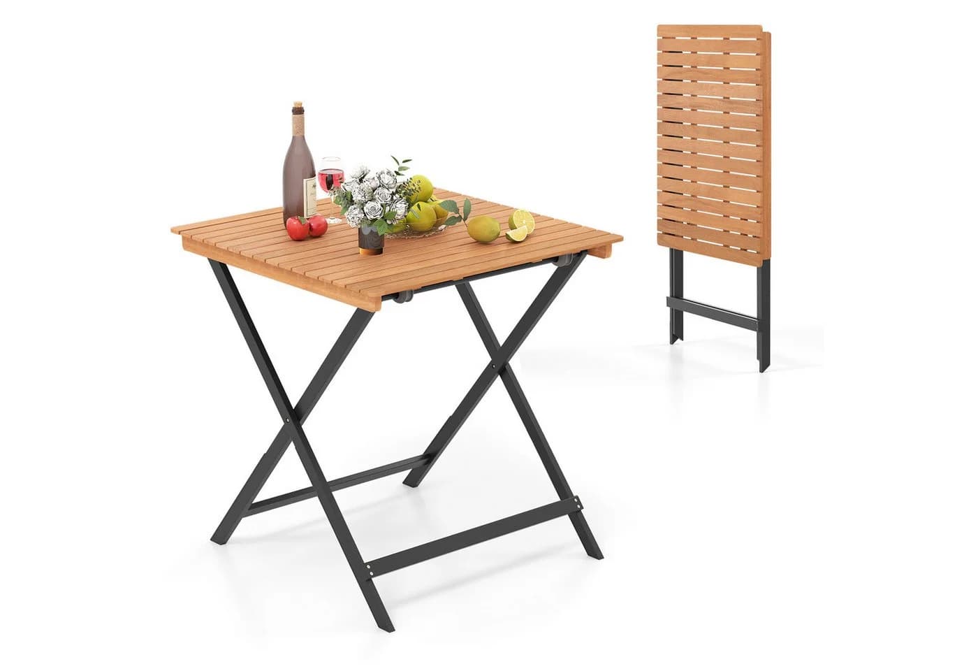 COSTWAY Klappbarer Gartentisch aus Akazienholz Beistelltisch - Bild 2