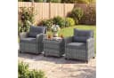 COSTWAY Balkonset 3-tlg. Grau PE-Rattan mit Kissen Bild 1