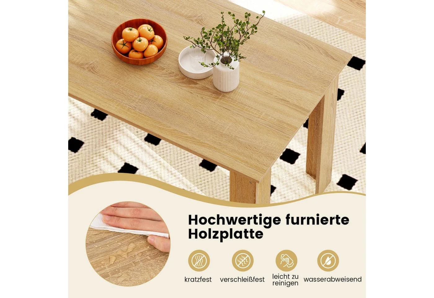 KOMFOTTEU Esstisch 120x70x75 cm Holzwerkstoff Beige/Weiß/Grau - Bild 3