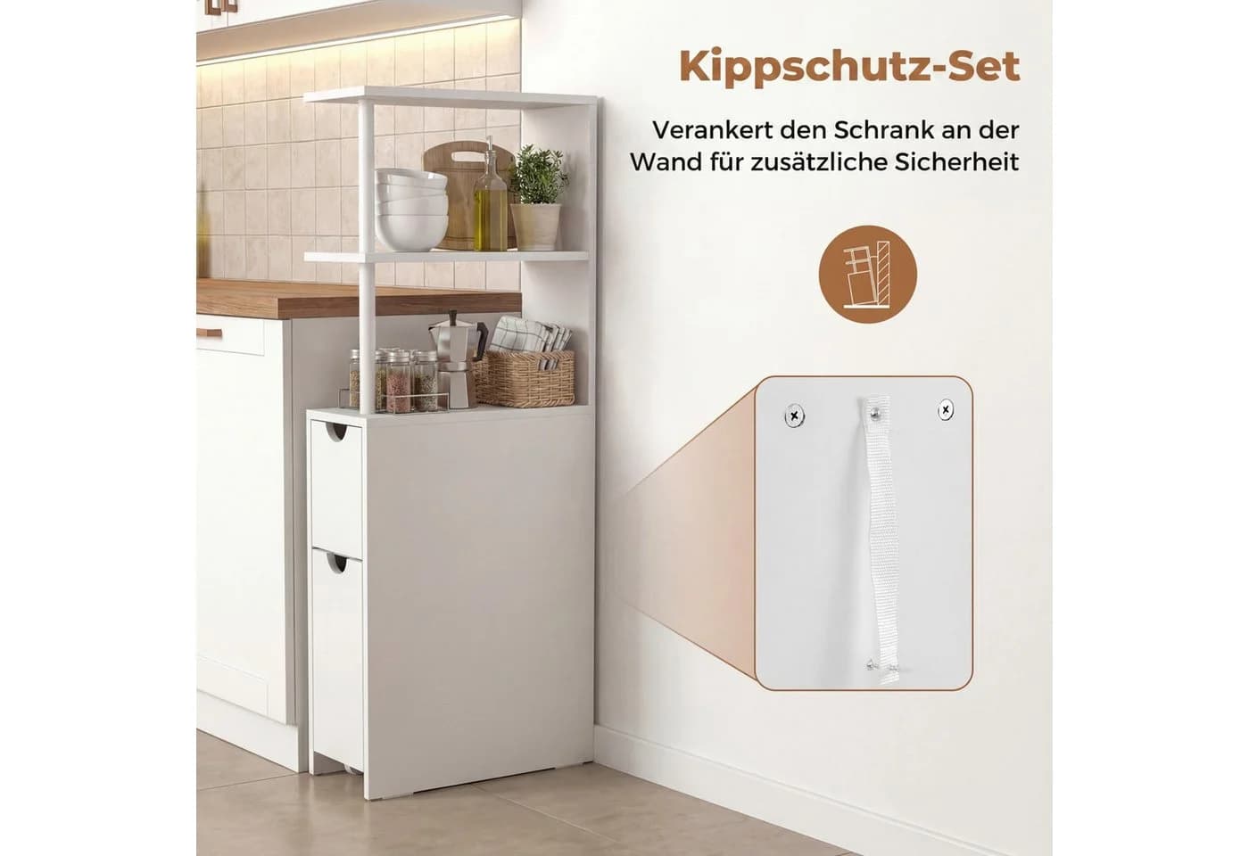KOMFOTTEU Badkommode Weiß mit Schubladen und Regalen - Bild 5