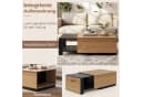 COSTWAY Couchtisch mit ausziehbarer Schublade & verstecktem Fach, braun/schwarz Bild 4