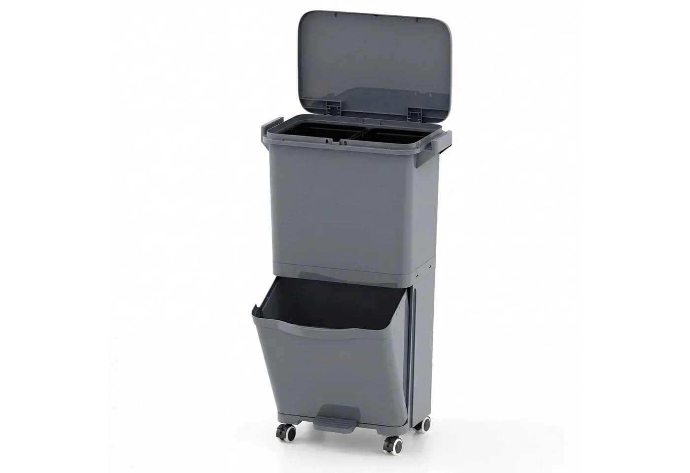 COSTWAY Mülleimer 3 Fächer 36L mit Fußpedal und Rollen - Bild 2