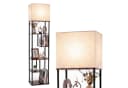COSTWAY Stehlampe mit 5 Regalen Schwarz/Beige Modern Bild 2
