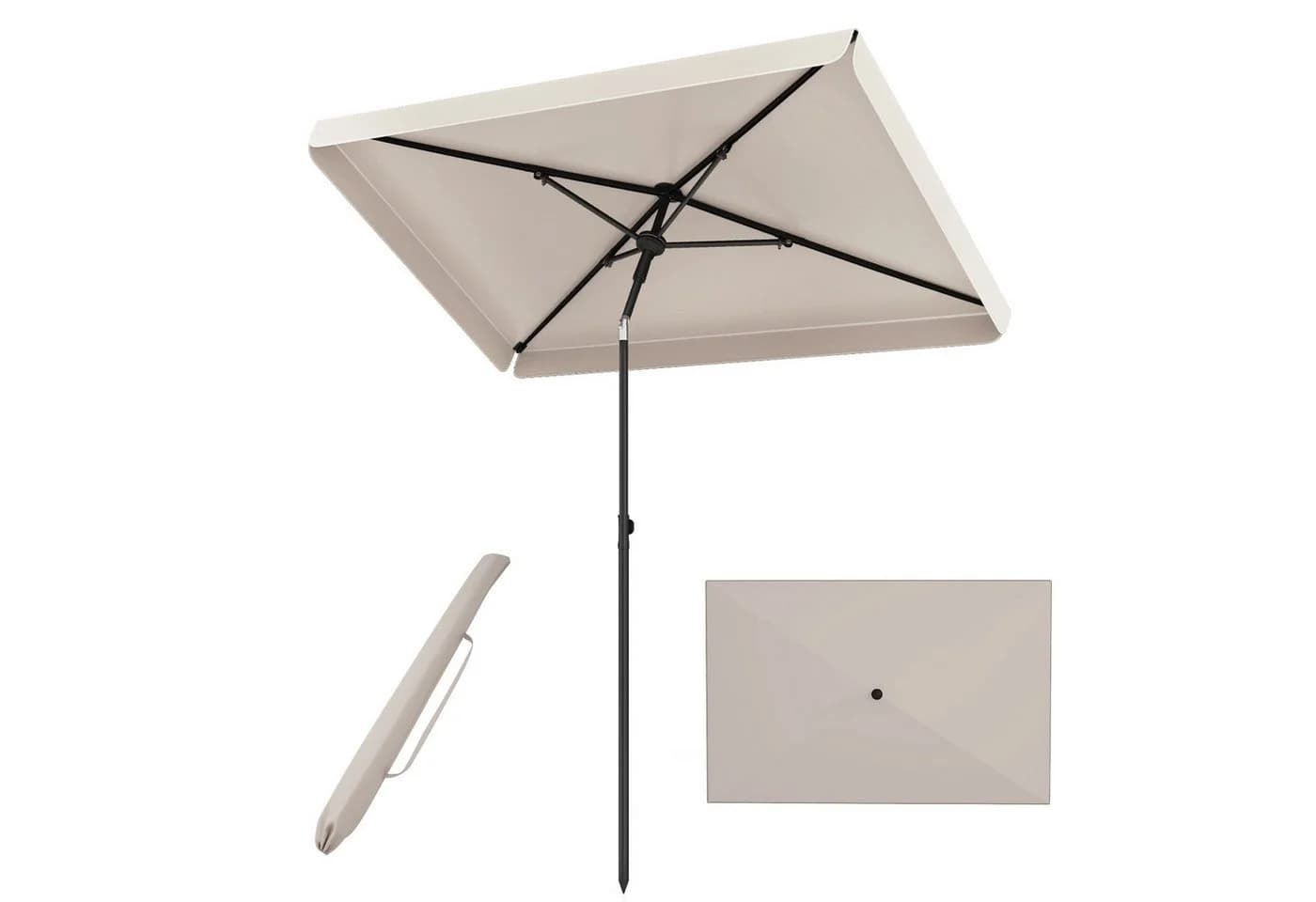 COSTWAY Sonnenschirm Beige Balkonschirm rechteckig mit Neigungsfunktion - Bild 2