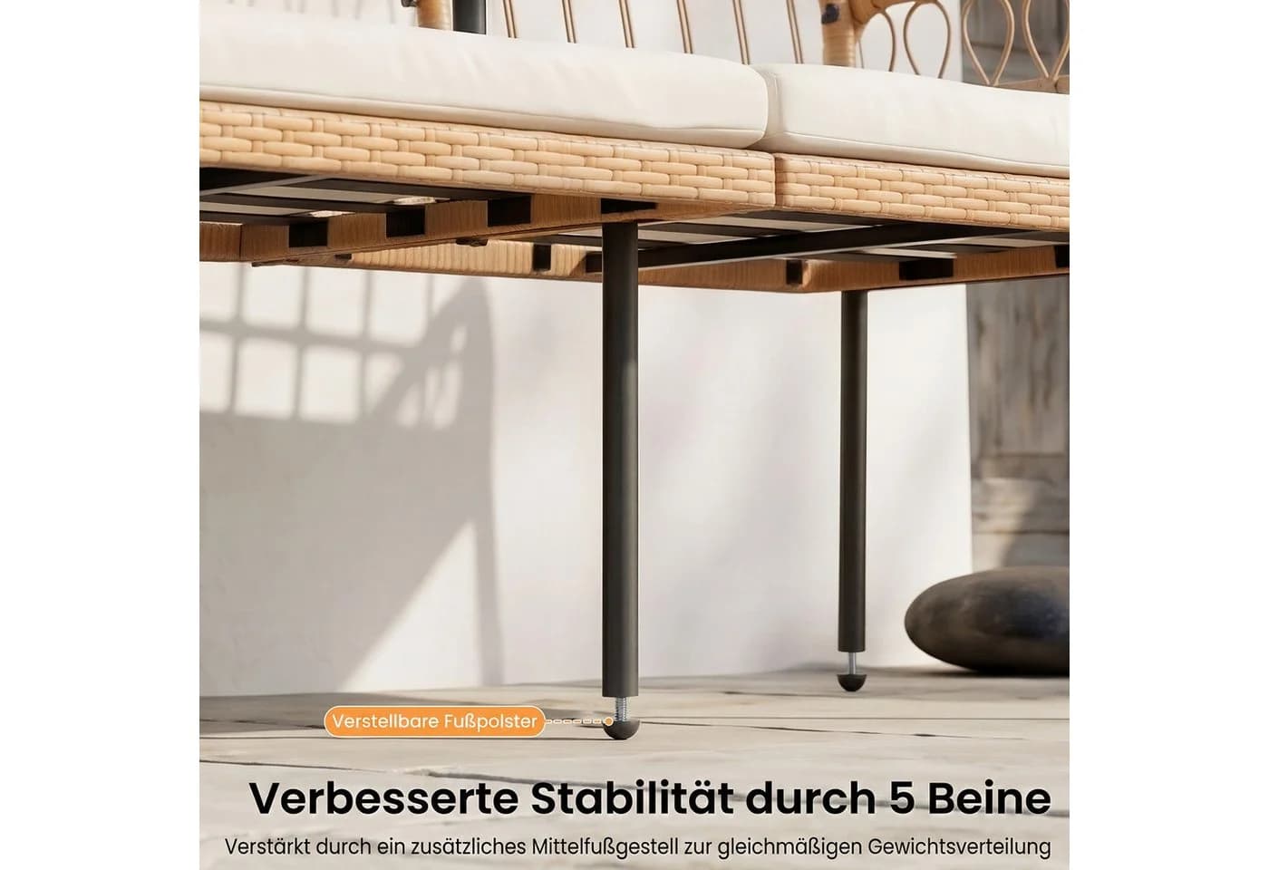 COSTWAY Balkonset 2-Sitzer Gartenbank Polyrattan mit Hartglastisch - Bild 3