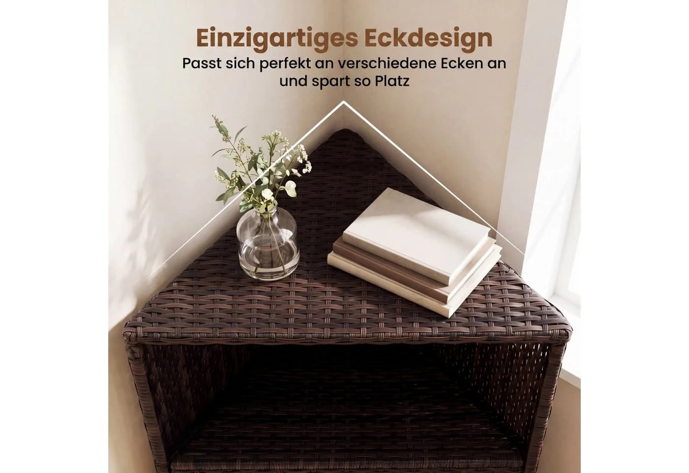 COSTWAY Garten-Geräteschrank Ecke Braun PE-Rattan - Bild 4
