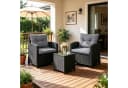 COSTWAY Balkonset 3-tlg. Rattan mit Kissen Grau/Schwarz Bild 2