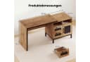 COSTWAY Computertisch mit Stauraum, 2 Schubladen & Schrank, Beige/Schwarz Bild 5
