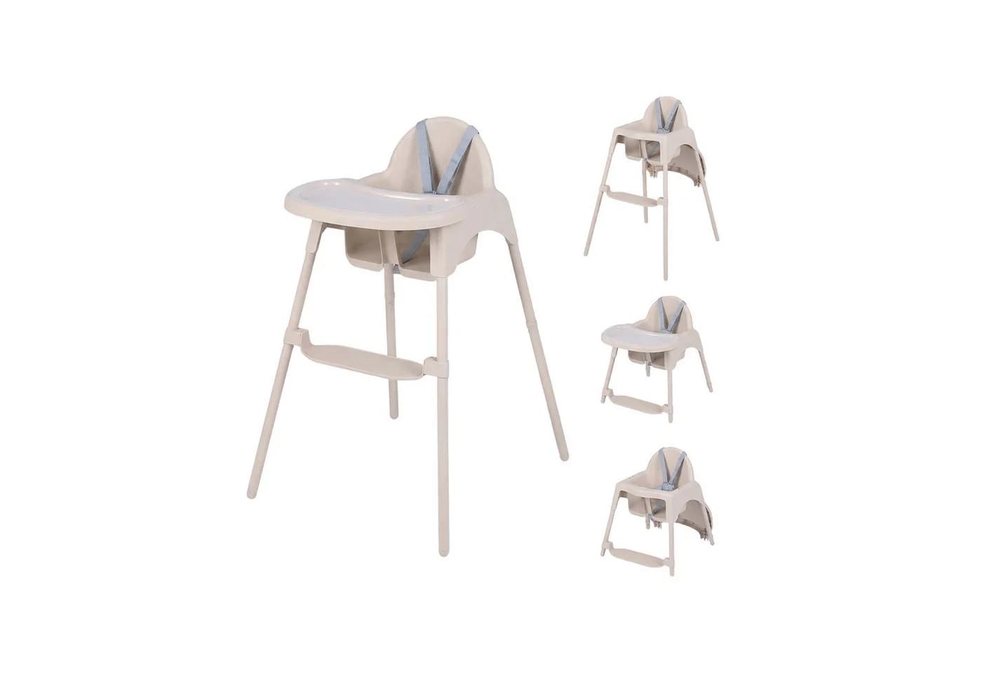 COSTWAY 4-in-1 Hochstuhl Blau/Khaki/Rosa mit verstellbarem Tablett - Bild 2