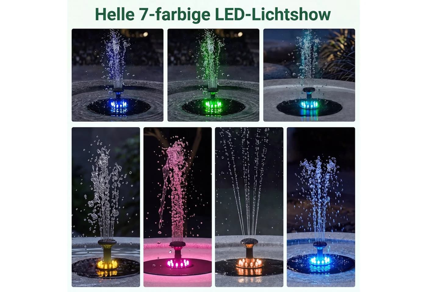 COSTWAY Solarbrunnen Grau mit LED Beleuchtung & 3 Düsen - Bild 3