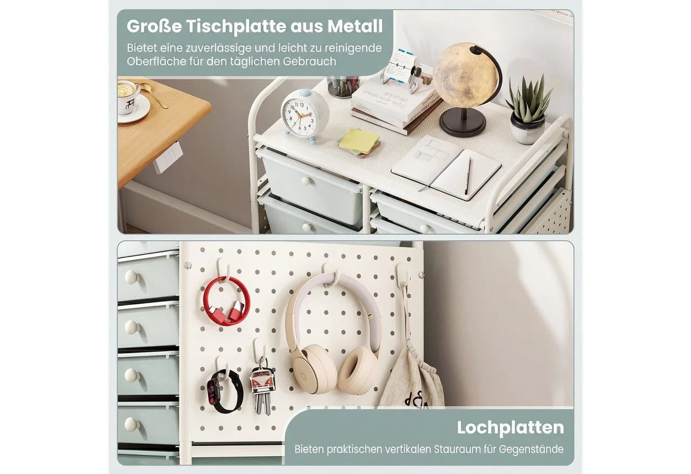 COSTWAY Rollwagen 15 Schubladen Grün Metall mit Rollen - Bild 4