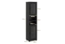COSTWAY Badkommode Hochschrank mit 2 Glastüren 170cm Weiß Bild 3