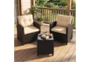 COSTWAY Balkonset 3-tlg. Schwarz PE-Rattan mit Kissen Bild 2