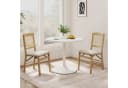 COSTWAY Esszimmerstuhl 2er Set Klappbar Gummibaumholz Rattan Leinen Beige Bild 1