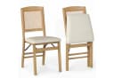 COSTWAY Esszimmerstuhl 2er Set Klappbar Gummibaumholz Rattan Leinen Beige Bild 2