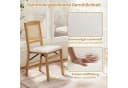 COSTWAY Esszimmerstuhl 2er Set Klappbar Gummibaumholz Rattan Leinen Beige Bild 4