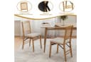 COSTWAY Esszimmerstuhl 2er Set Klappbar Gummibaumholz Rattan Leinen Beige Bild 5