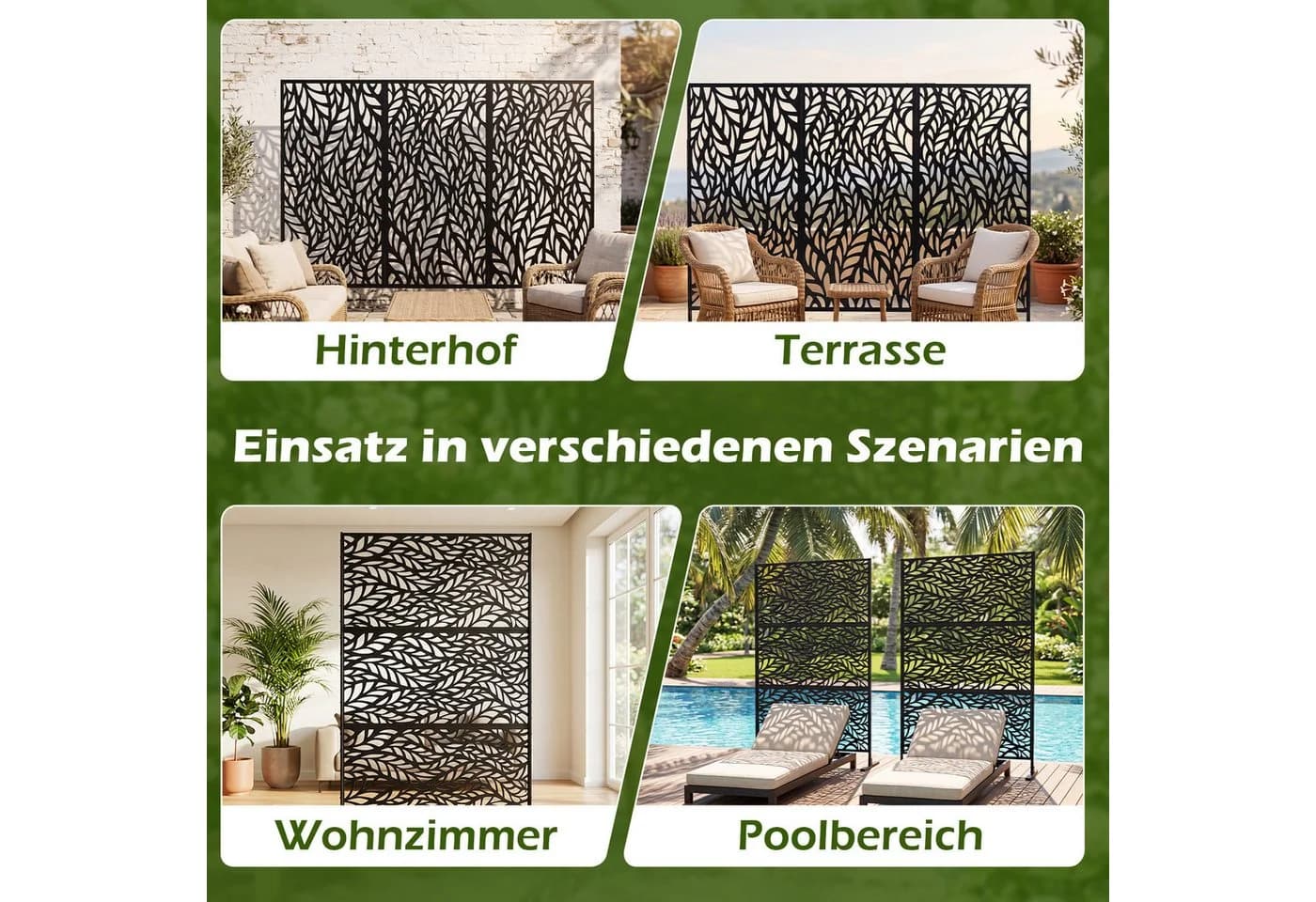 COSTWAY Paravent Raumteiler Sichtschutz Garten Schwarz - Bild 5
