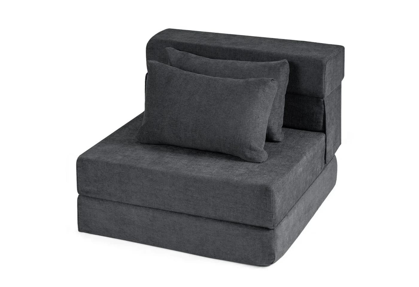 KOMFOTTEU Schlafsofa 3-in-1 Bodensofa Chenille Grau/Beige - Bild 2