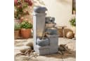 KOMFOTTEU 4-stufiger Gartenbrunnen Grau mit LED & Wasserfall Bild 1