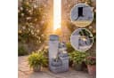 KOMFOTTEU 4-stufiger Gartenbrunnen Grau mit LED & Wasserfall Bild 5