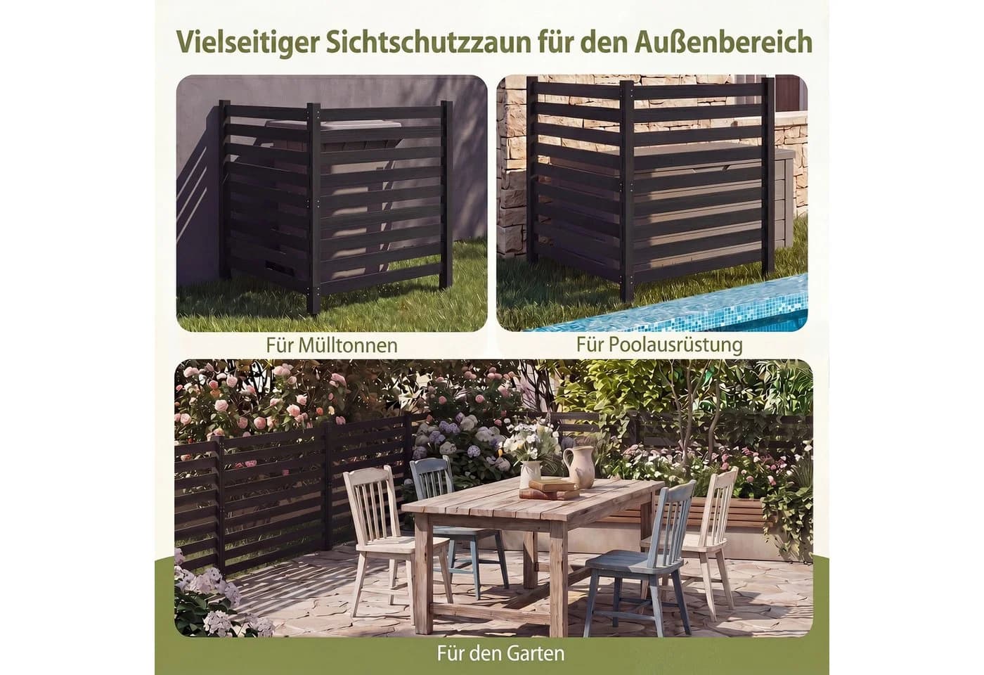 KOMFOTTEU Gartenzaun 2-teilig Sichtschutz Tannenholz