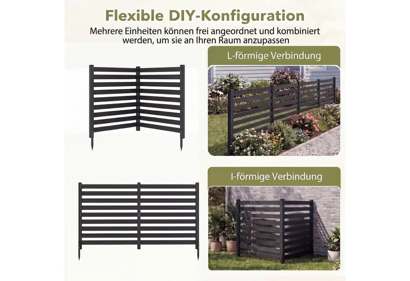 KOMFOTTEU Gartenzaun 2-teilig Sichtschutz Tannenholz - Bild 3