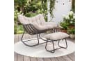 KOMFOTTEU Schaukelstuhl mit Hocker Beige/Grau Schwarz PE-Rattan Metall Bild 1