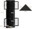 KOMFOTTEU Hochschrank 6-stufiger Eckschrank Weiß/Schwarz mit Glastüren Bild 3