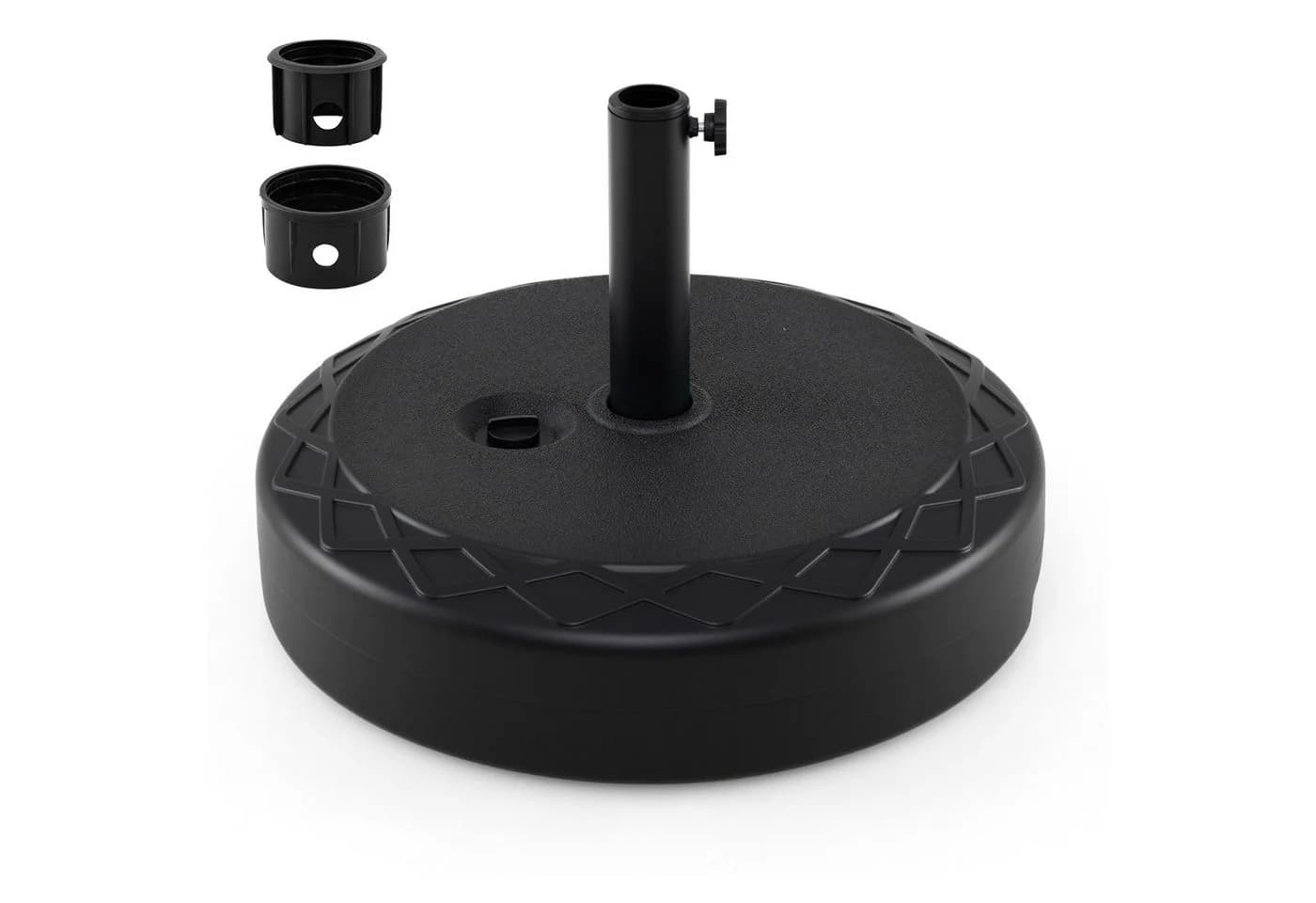 KOMFOTTEU Schirmständer Schwarz befüllbar HDPE - Bild 2