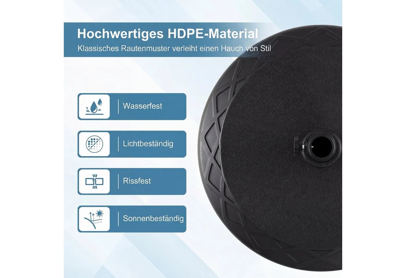 KOMFOTTEU Schirmständer Schwarz befüllbar HDPE - Bild 3