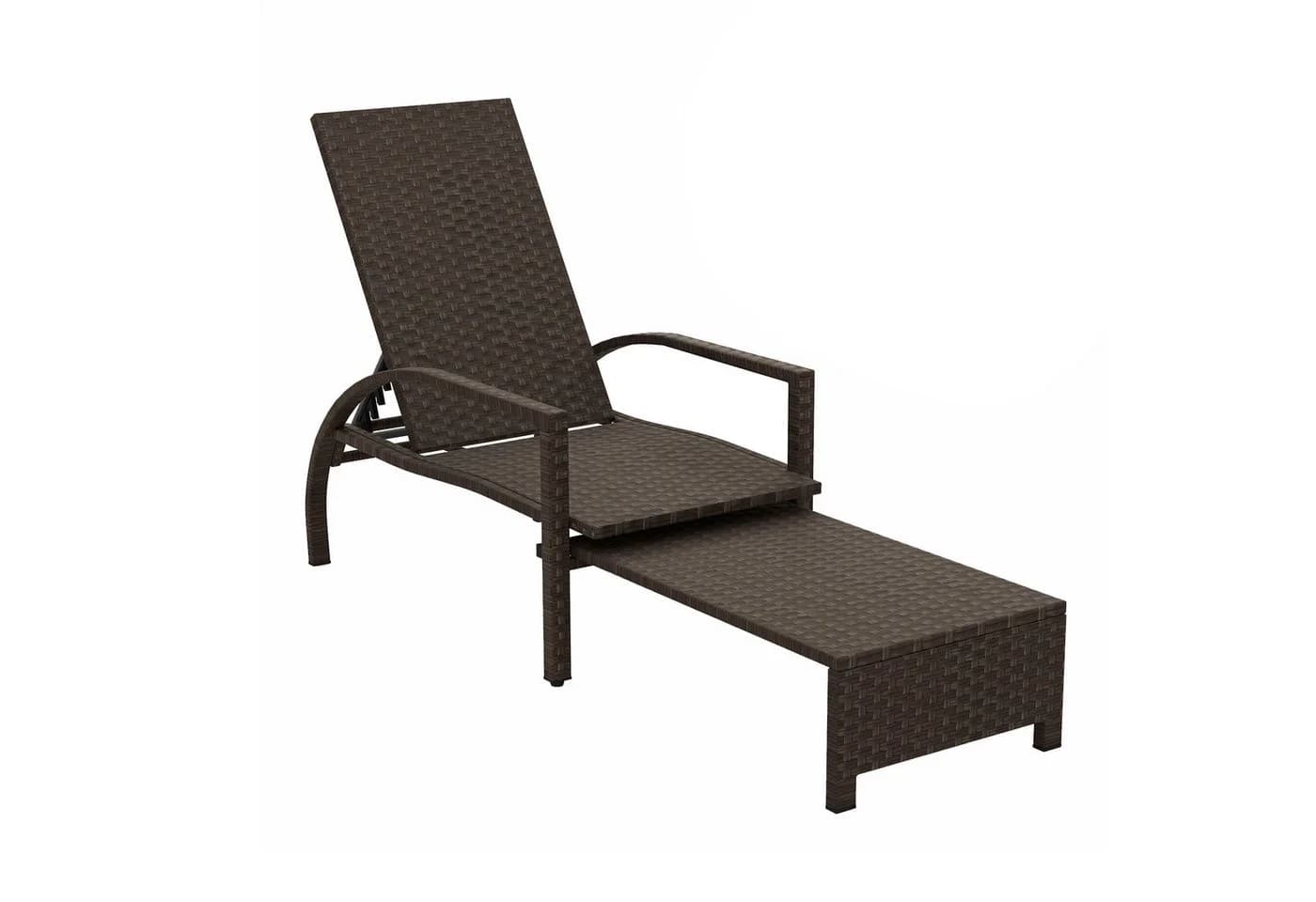 KOMFOTTEU Gartenliege Sonnenliege PE-Rattan Braun mit verstellbarer Rückenlehne - Bild 2