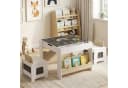 COSTWAY Kindersitzgruppe 3-tlg. Beige Holz mit wendbarer Tafelplatte Bild 1