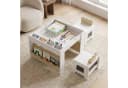 COSTWAY Kindersitzgruppe 3-tlg. Beige Holz mit wendbarer Tafelplatte Bild 3