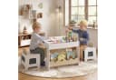 COSTWAY Kindersitzgruppe 3-tlg. Beige Holz mit wendbarer Tafelplatte Bild 4