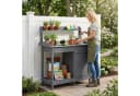 COSTWAY Pflanztisch Grau Tannenholz mit Schublade und Regal Bild 1