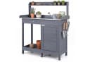 COSTWAY Pflanztisch Grau Tannenholz mit Schublade und Regal Bild 2