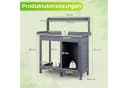 COSTWAY Pflanztisch Grau Tannenholz mit Schublade und Regal Bild 3