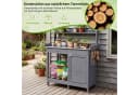 COSTWAY Pflanztisch Grau Tannenholz mit Schublade und Regal Bild 5