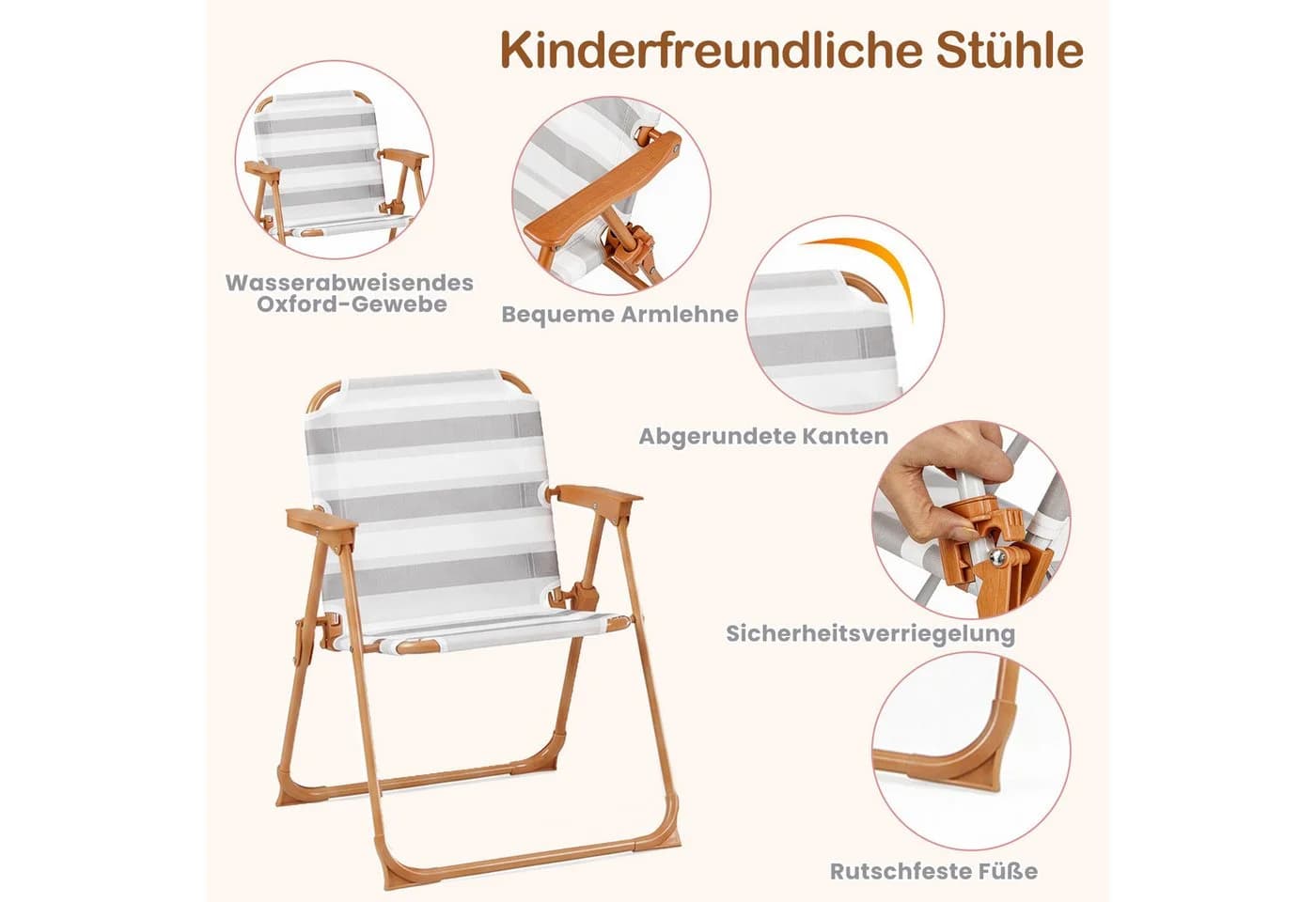 COSTWAY Garten-Kindersitzgruppe mit Klappstühlen & Sonnenschirm - Bild 4