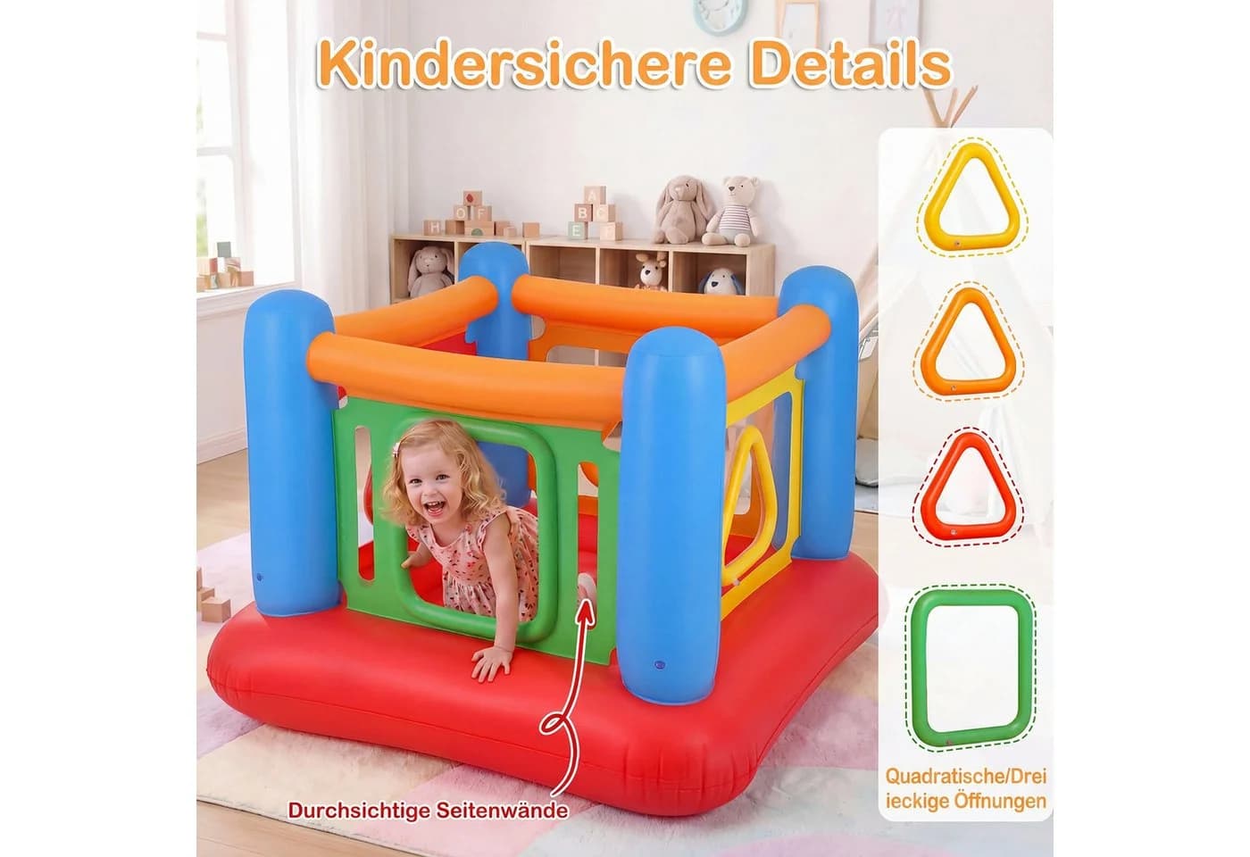 COSTWAY aufblasbare Hüpfburg mit 4 Türen und Bällebad-Funktion - Bild 4