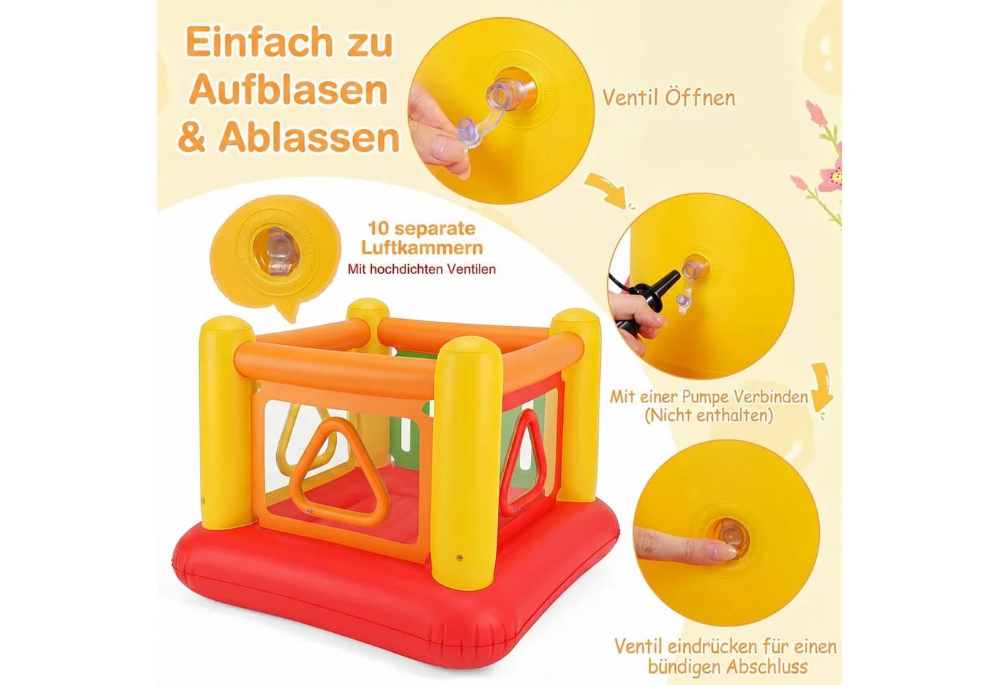 COSTWAY aufblasbare Hüpfburg mit 4 Türen und Bällebad-Funktion - Bild 5