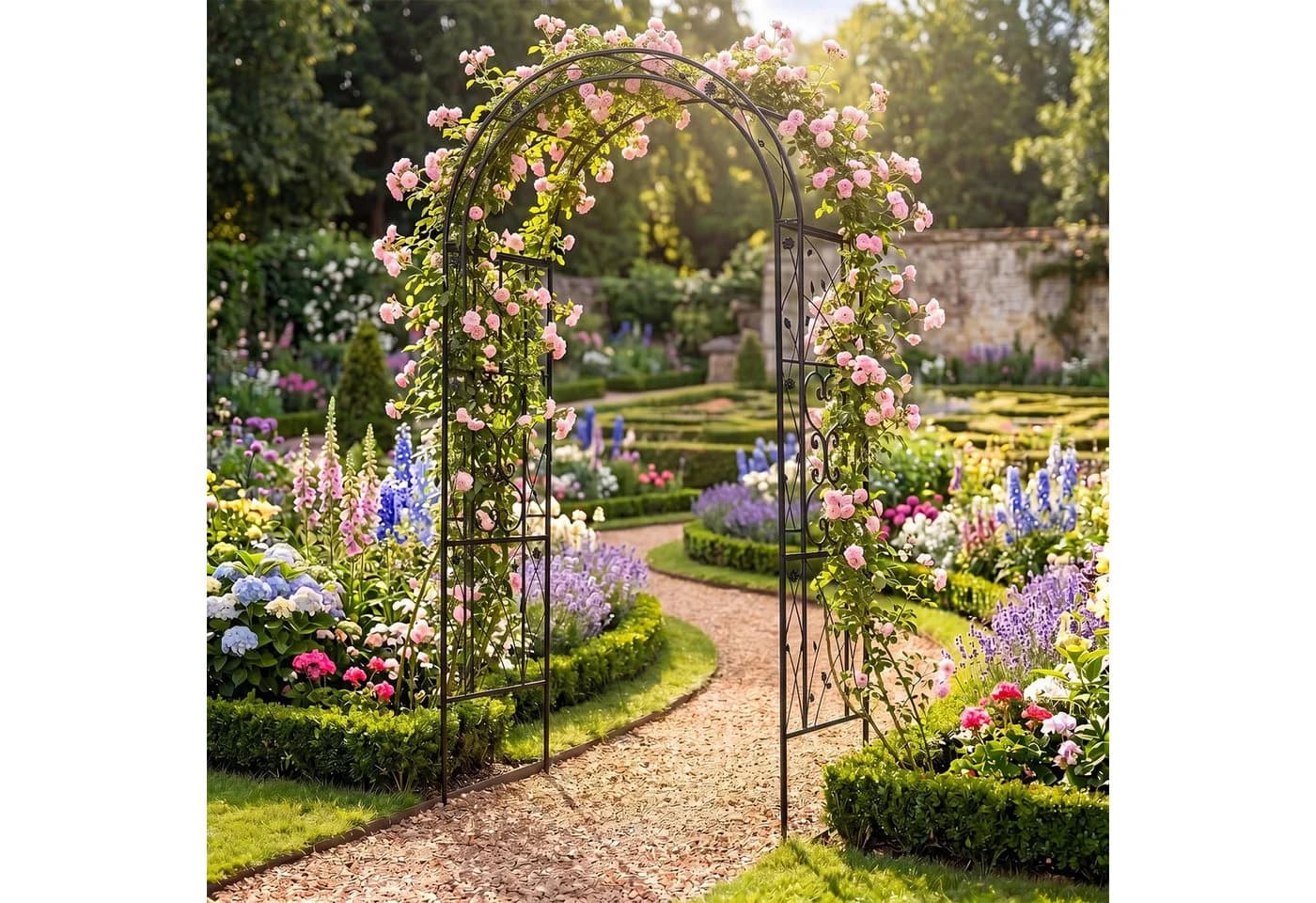 COSTWAY Rosenbogen Gartenbogen Metall Schwarz Vintage
