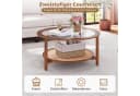 COSTWAY Runder Couchtisch Glasplatte Gummibaumholz Walnuss Bild 1