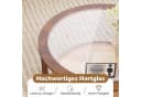 COSTWAY Runder Couchtisch Glasplatte Gummibaumholz Walnuss Bild 3